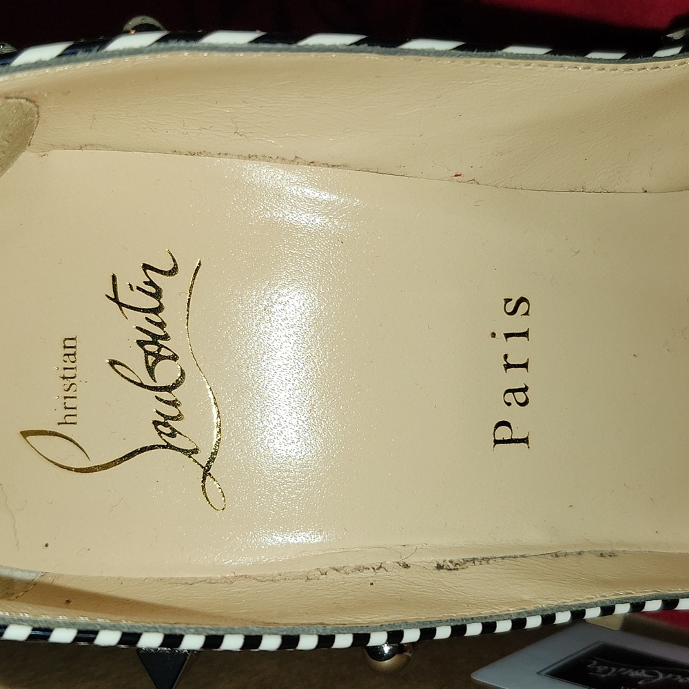 Christian Louboutin Aimanta B&W Striped Women's Heels - EUC 👠 Size 36.5 - Picture 13 of 17